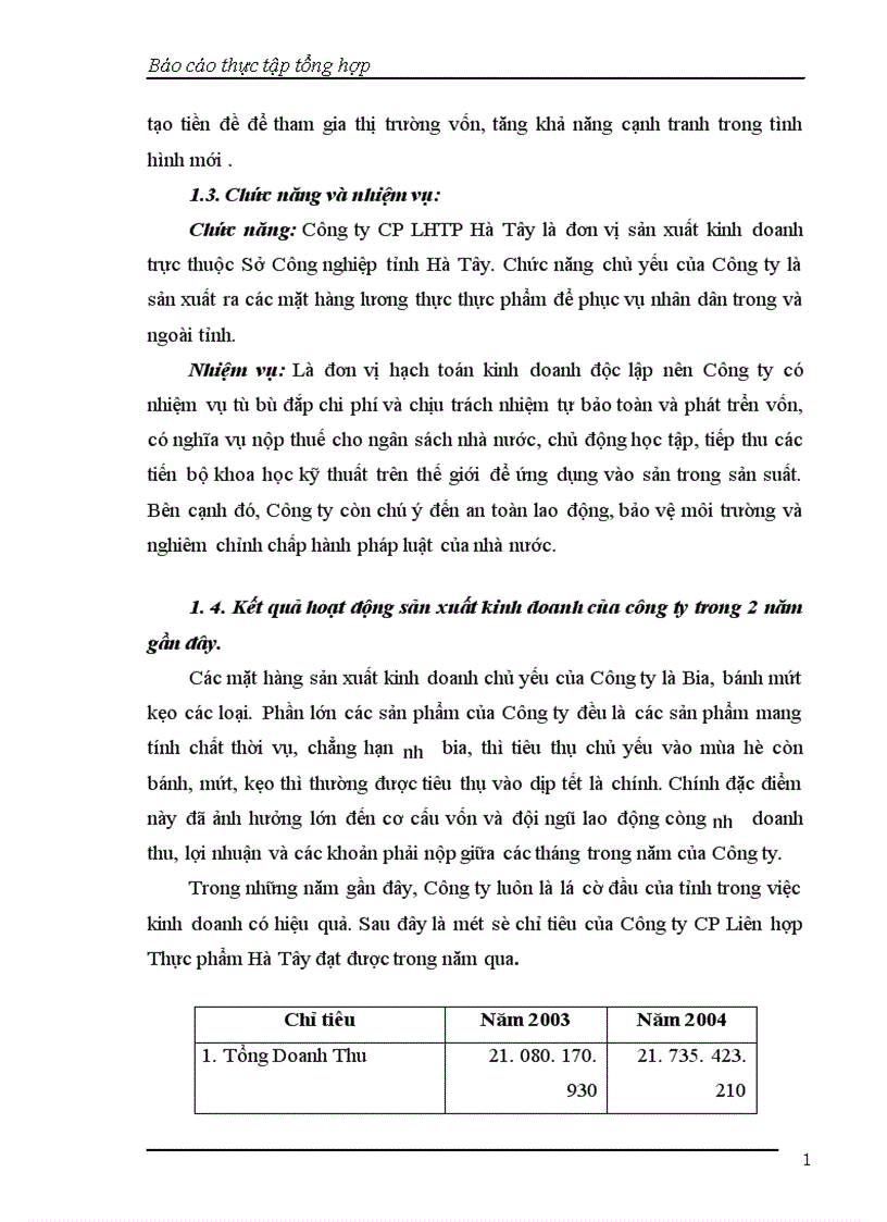 image for page Báo cáo thực tập tổng hợp tại Công ty CP Liên hợp Thực phẩm Hà Tây