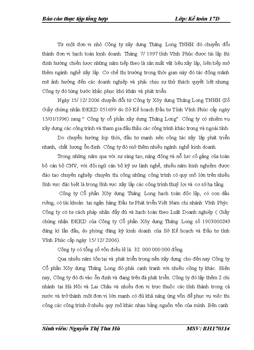 image for page Đánh giá và nhận xét về tình hình tổ chức bộ máy kế toán Công ty Cổ phần Xây dựng Thăng Long 1