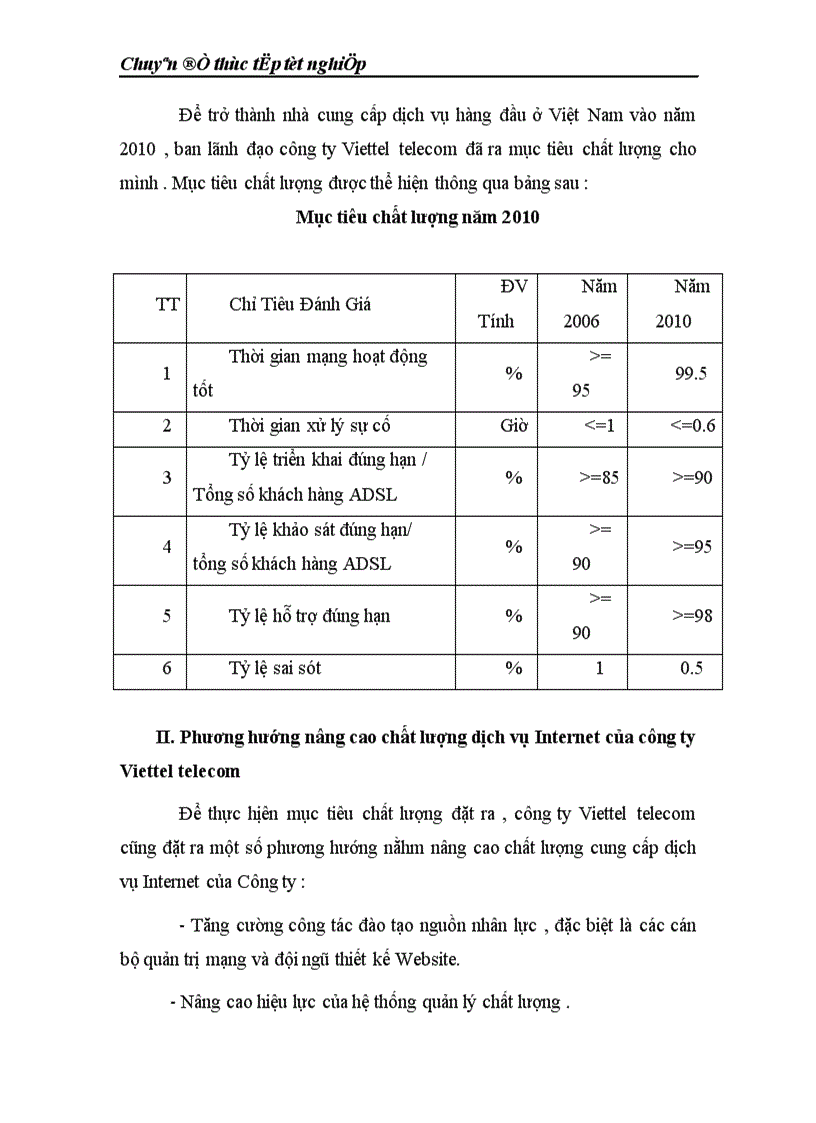 image for page Một số giải pháp nâng cao chất lượng cung cấp dịch vụ Internet tại Công ty viễn thông quân đội Viettel