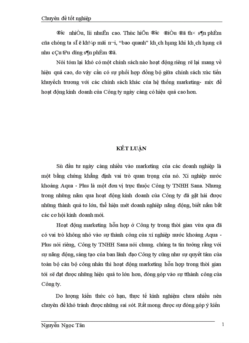 image for page Hoàn thiện giải pháp marketing hỗn hợp nhằm phát triển thị trường nước khoáng của công ty TNHH Sana 1