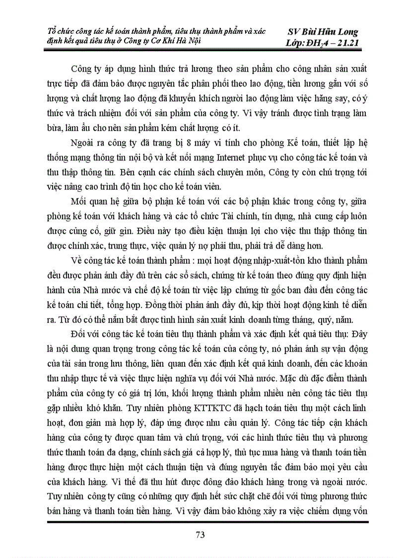 image for page Tổ chức công tác kế toán thành phẩm và tiêu thụ thành phẩm và xác định kết quả tiêu thụ ở công ty cơ khí Hà Nội 1