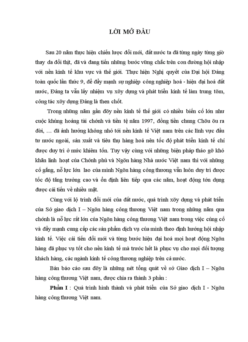 image for page Phân tích các mặt hoạt động sản xuất kinh doanh chủ yếu của Sở giao dịch I Ngân hàng công thương Việt nam