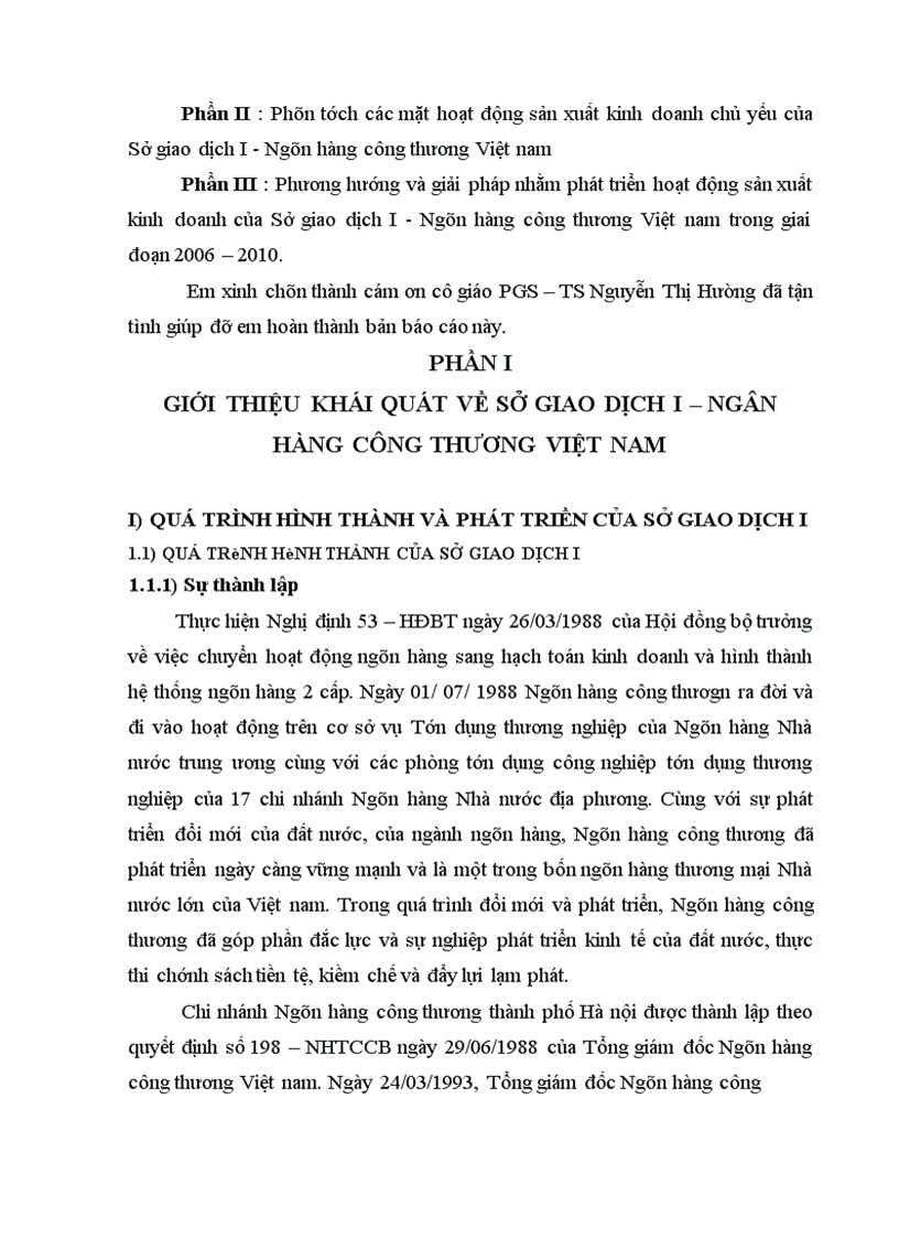 image for page Phân tích các mặt hoạt động sản xuất kinh doanh chủ yếu của Sở giao dịch I Ngân hàng công thương Việt nam
