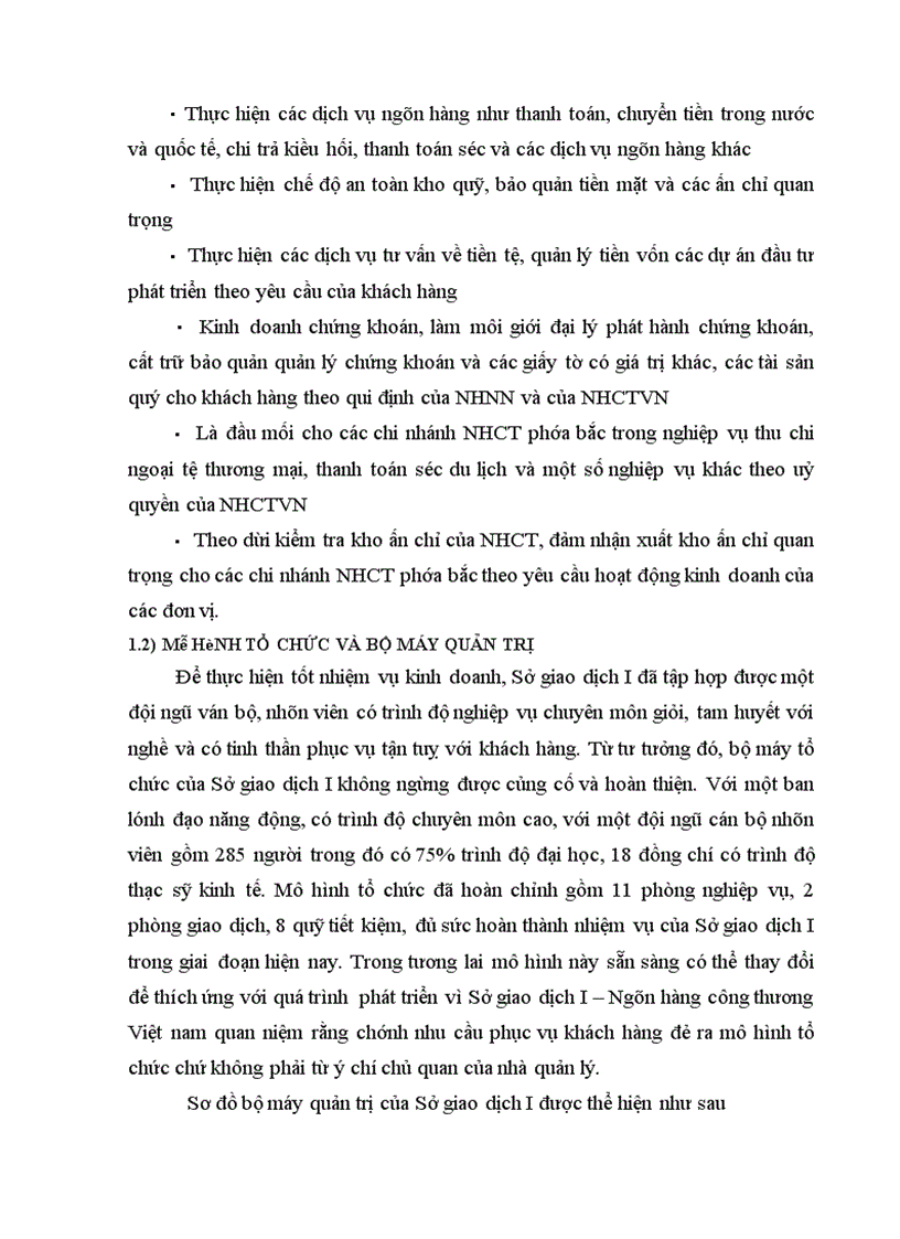 image for page Phân tích các mặt hoạt động sản xuất kinh doanh chủ yếu của Sở giao dịch I Ngân hàng công thương Việt nam