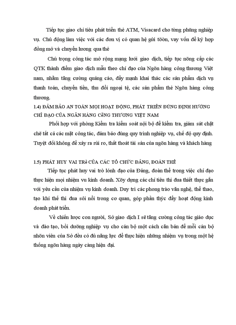 image for page Phân tích các mặt hoạt động sản xuất kinh doanh chủ yếu của Sở giao dịch I Ngân hàng công thương Việt nam