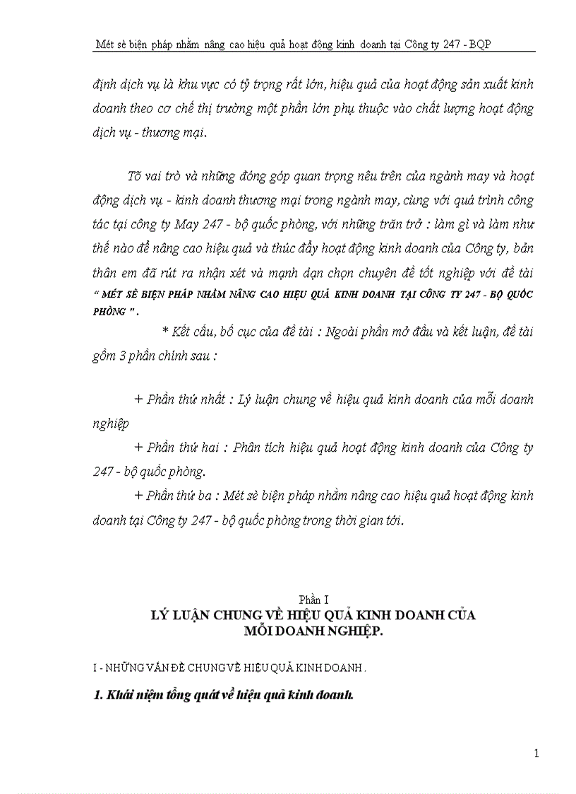 image for page Một số biện pháp nhằm nâng cao hiệu quả hoạt động kinh doanh tại Công ty 247 Bộ quốc phòng 1