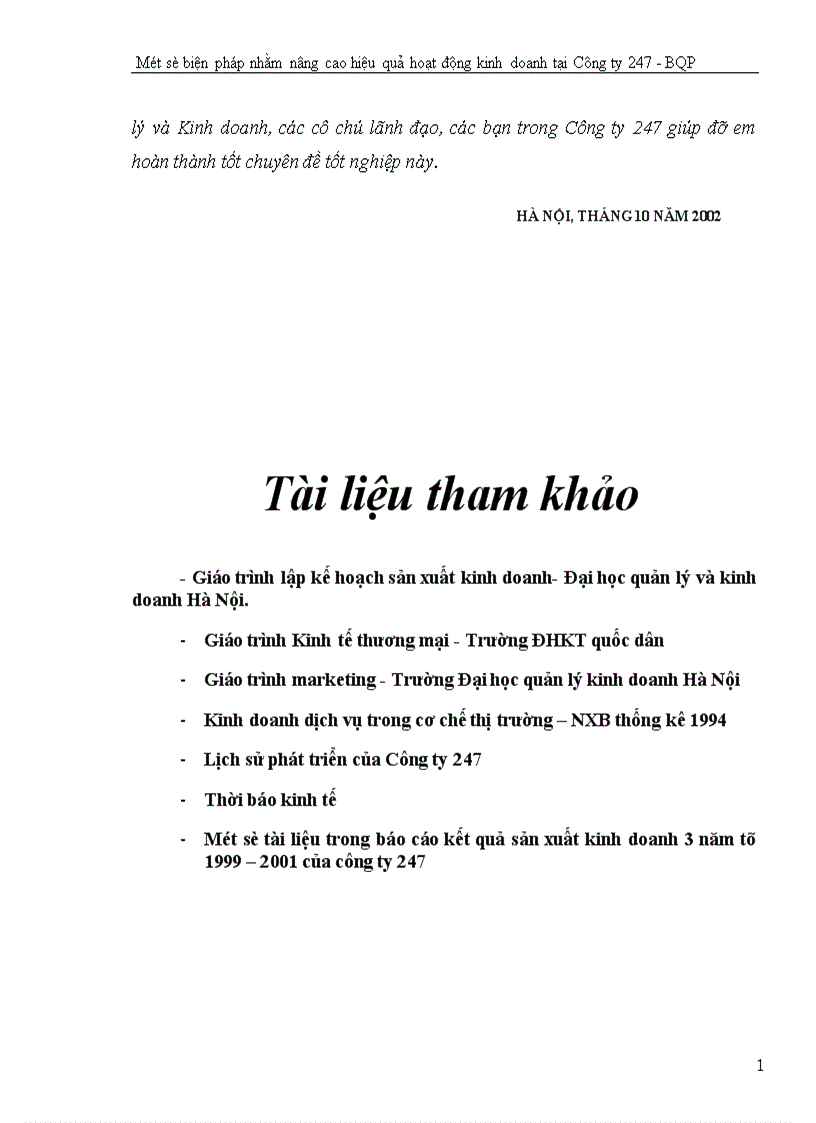 image for page Một số biện pháp nhằm nâng cao hiệu quả hoạt động kinh doanh tại Công ty 247 Bộ quốc phòng 1