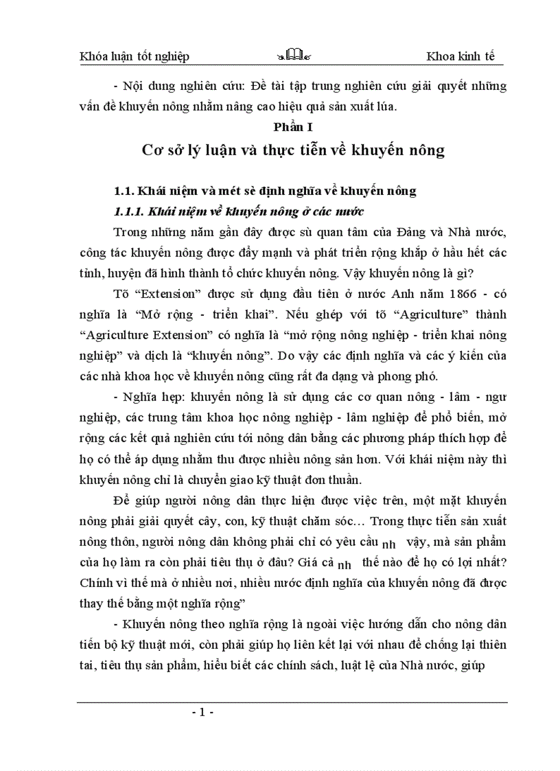 image for page Thực trạng và những giải pháp khuyến nông nhằm nâng cao hiệu quả sản xuất lúa của hợp tác xã Phong Vân huyện Ba Vì tỉnh Hà Tây 1