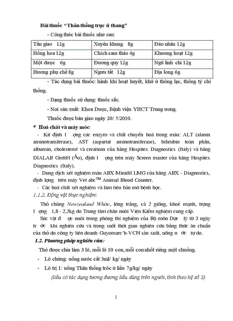 image for page Kết quả Nghiên cứu độc tính cấp và bán trường diễn của bài thuốc thân thống trục ứ thang trên thực nghiệm