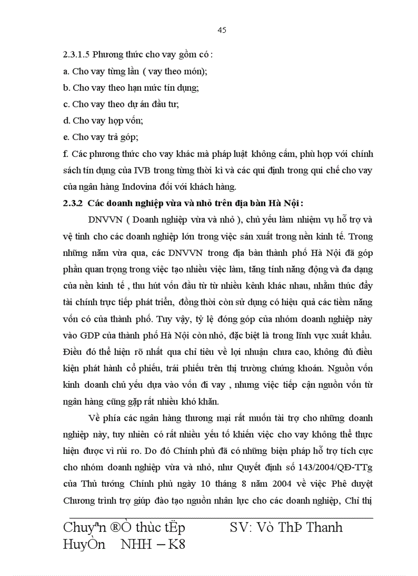 image for page Giải pháp mở rộng hoạt động cho vay đối với DNVVN tại Ngân hàng Indovina Chi nhánh Hà Nội 1