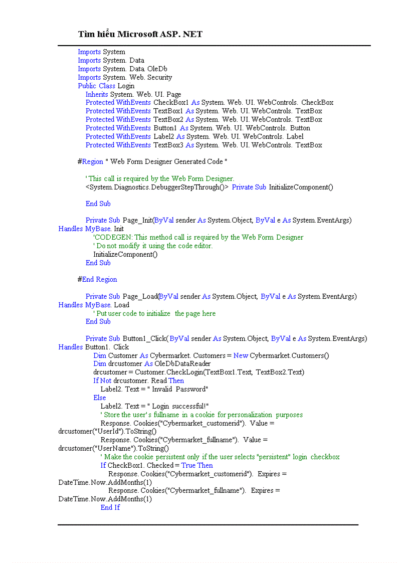 image for page Tìm hiểu Microsoft ASP NET 1