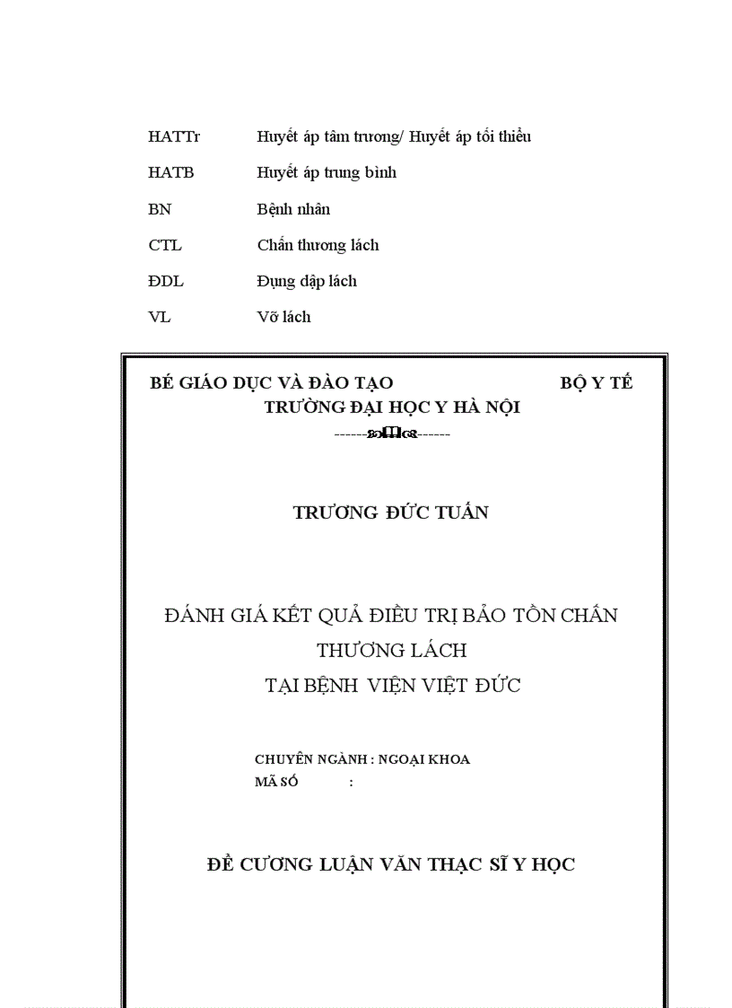 image for page Đánh giá kết quả diều trị bảo tồn chấn thương lách tại bệnh viện Việt Đức
