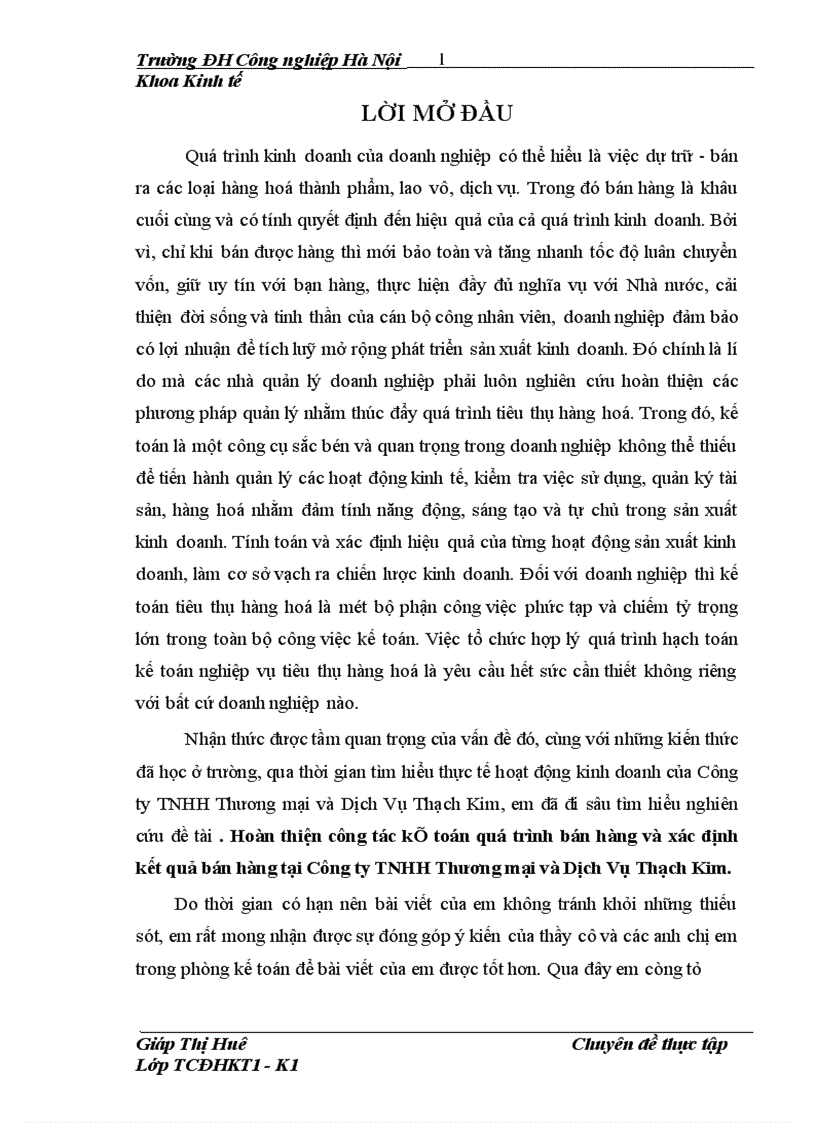 image for page Hoàn thiện công tác kế toán quá trình bán hàng và xác định kết quả bán hàng tại Công ty TNHH Thương mại và Dịch Vụ Thạch Kim 1