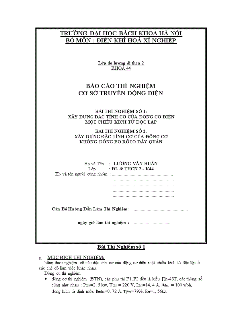 image for page Xây dựng đặc tính cơ của động cơ điện một chiều kích từ độc lập 1