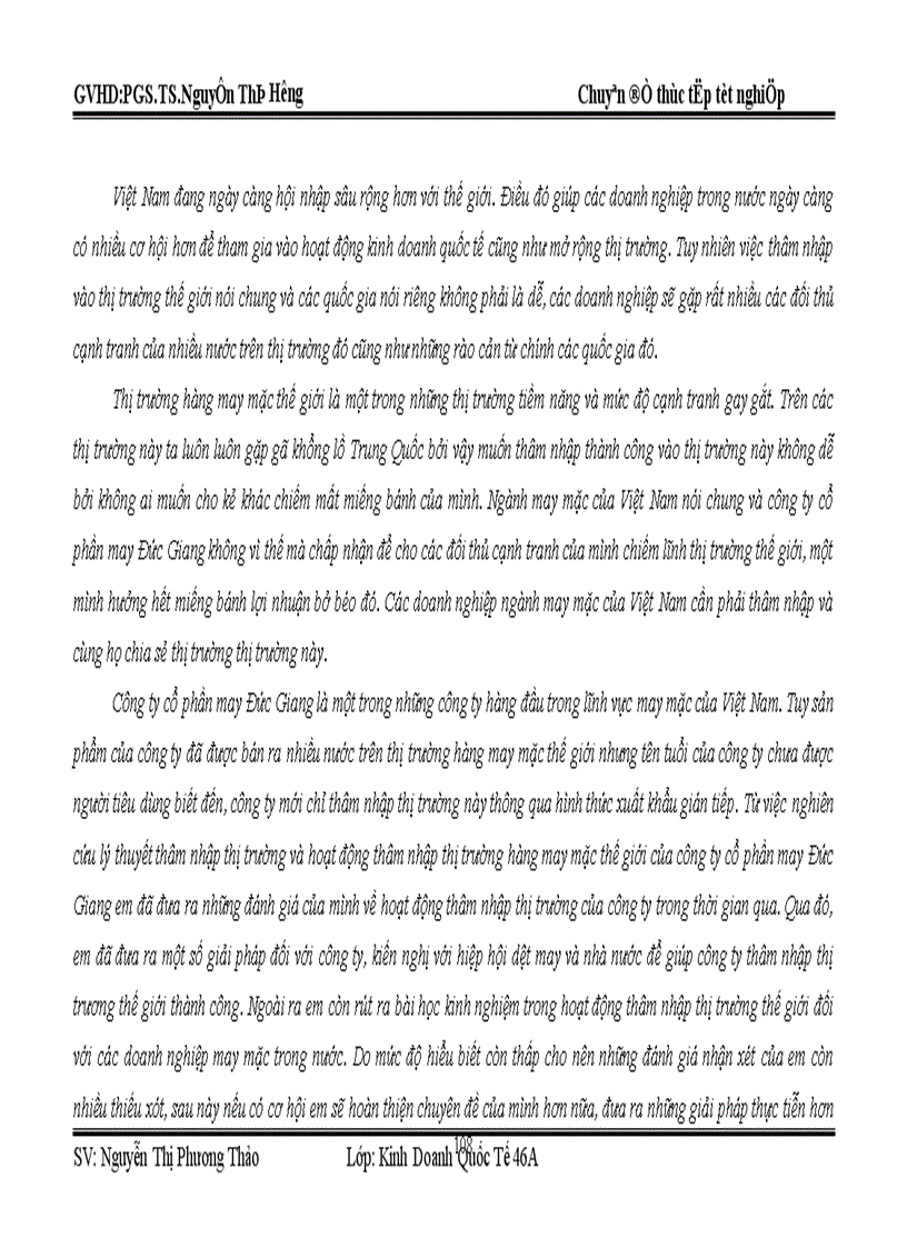 image for page Thâm nhập thị trường may mặc thế giới của công ty cổ phần may Đức Giang