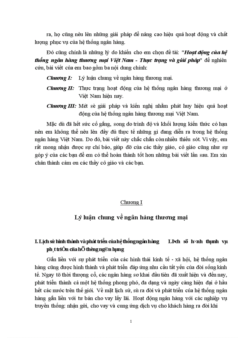 Hoạt động của hệ thống ngân hàng thương mại Việt Nam Thực trạng và giải pháp 1