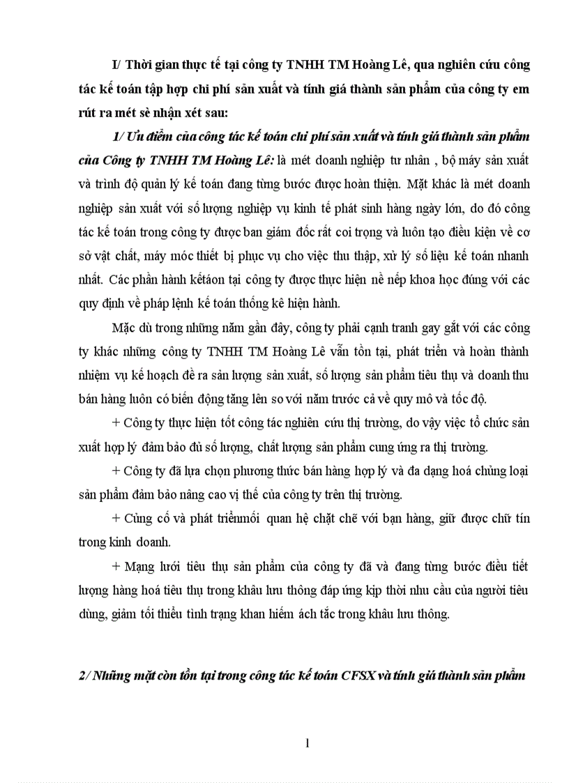 image for page Hạch toán chi phí sản xuất và tính giá thành sản phẩm tại công ty TNHH Thương mại Hoàng Lê