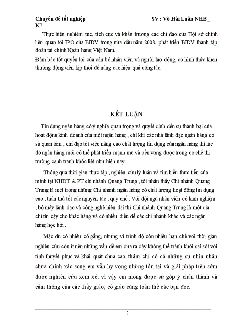 image for page Giải pháp nâng cao chất lượng tín dụng tại Ngân Hàng Đầu Tư và Phát Triển Việt Nam chi nhánh Quang Trung 1