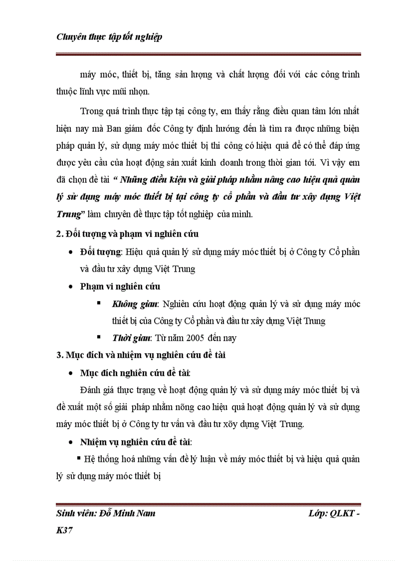 image for page Những điều kiện và giải pháp nhằm nâng cao hiệu quả quản lý sử dụng máy móc thiết bị tại công ty cổ phần và đầu tư xây dựng Việt Trung 1