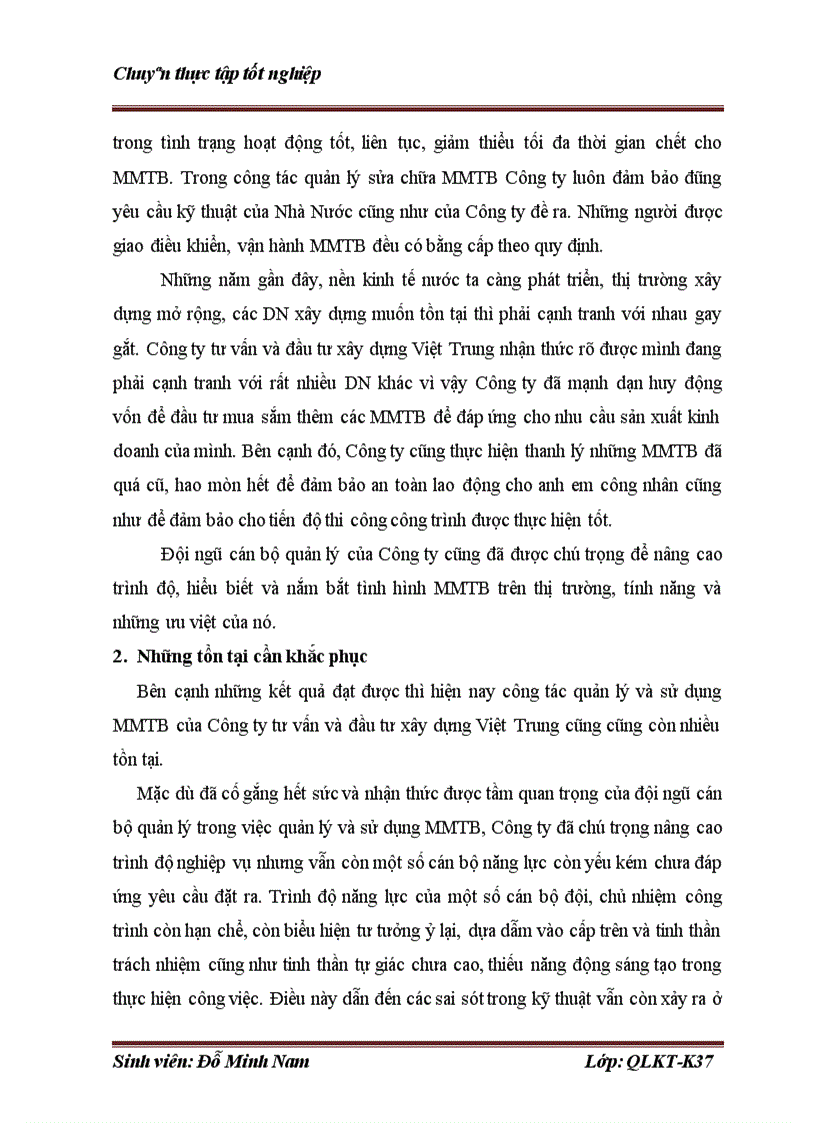 image for page Những điều kiện và giải pháp nhằm nâng cao hiệu quả quản lý sử dụng máy móc thiết bị tại công ty cổ phần và đầu tư xây dựng Việt Trung 1
