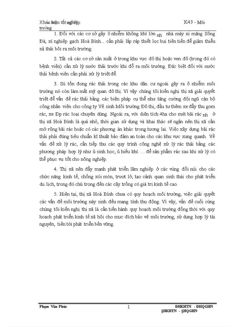 image for page Đánh giá hiện trạng chất lượng môi trường và một số kiến nghị bảo vệ môi trường sinh thái thị xã Hòa Bình