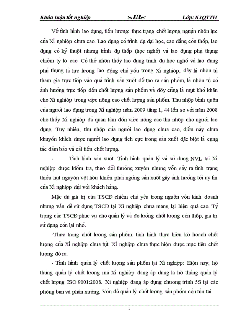 image for page Thực trạng chất lượng sản phẩm và vấn đề quản lý chất lượng tại Chi nhánh công ty Cổ phần Gang Thép Thái Nguyên Xí nghiệp Năng lượng