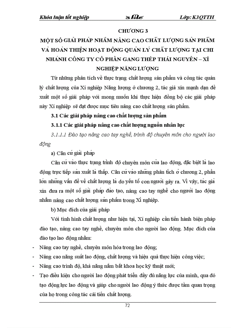 image for page Thực trạng chất lượng sản phẩm và vấn đề quản lý chất lượng tại Chi nhánh công ty Cổ phần Gang Thép Thái Nguyên Xí nghiệp Năng lượng