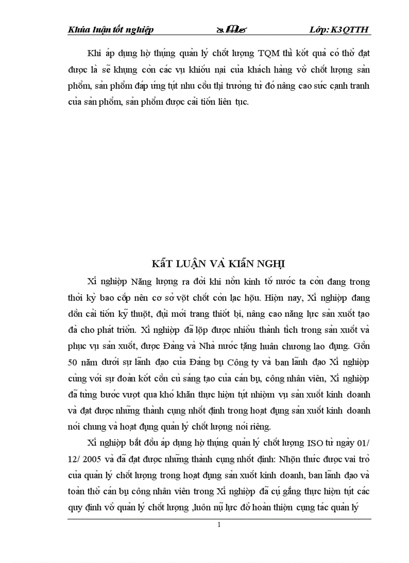 image for page Thực trạng chất lượng sản phẩm và vấn đề quản lý chất lượng tại Chi nhánh công ty Cổ phần Gang Thép Thái Nguyên Xí nghiệp Năng lượng