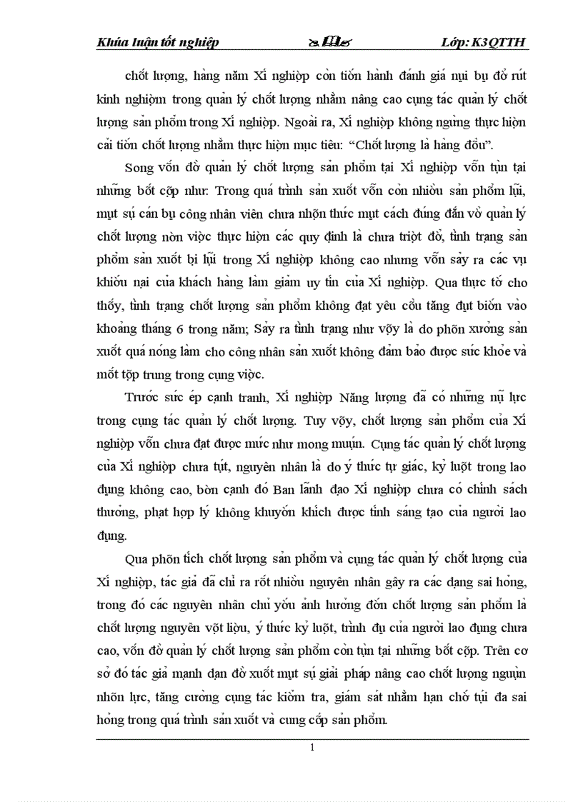image for page Thực trạng chất lượng sản phẩm và vấn đề quản lý chất lượng tại Chi nhánh công ty Cổ phần Gang Thép Thái Nguyên Xí nghiệp Năng lượng