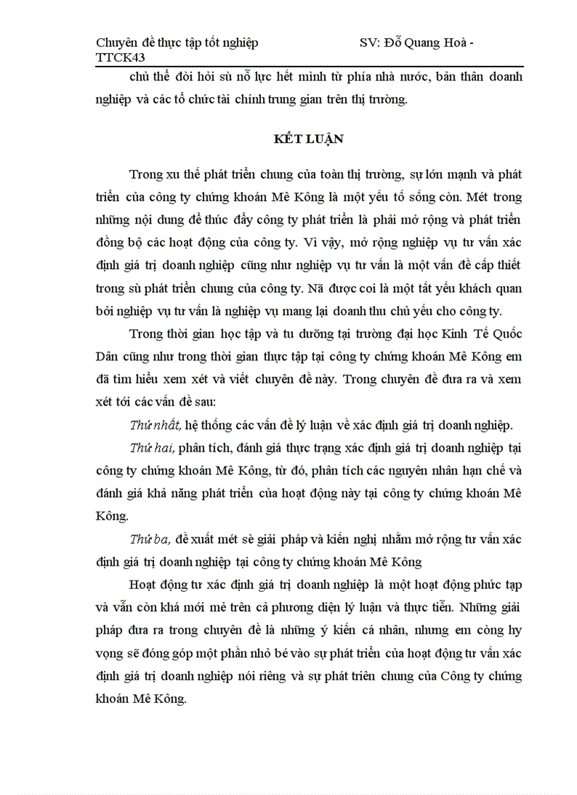 image for page Thực trạng tư vấn xác định giá trị doanh nghiệp tại công ty chứng khoán Mê Kông TTCK