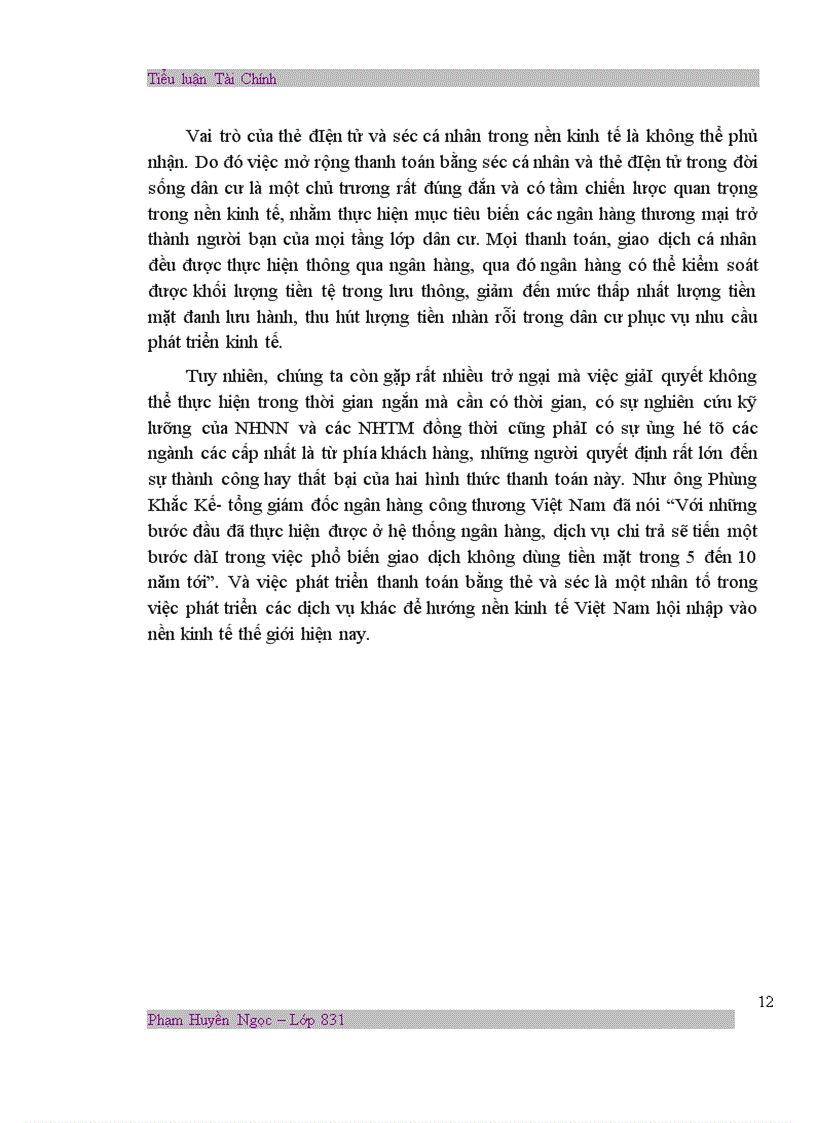 image for page Vai trò của việc thanh toán bằng thẻ điện tử và séc cá nhân trong nền kinh tế thị trường