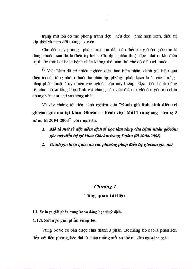 Đánh giá tình hình điều trị glôcôm góc mở tại khoa Glôcôm Bệnh viện Mắt Trung ương trong 5 năm từ 2004 2008