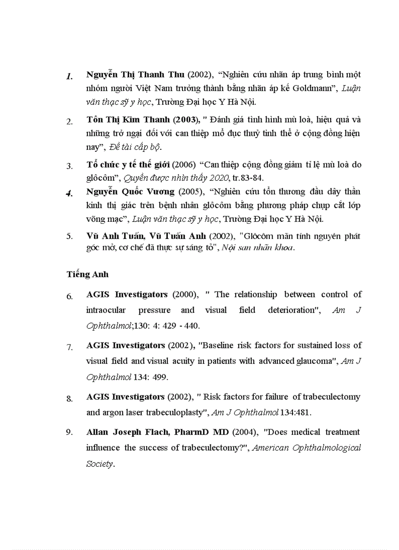 image for page Đánh giá tình hình điều trị glôcôm góc mở tại khoa Glôcôm Bệnh viện Mắt Trung ương trong 5 năm từ 2004 2008