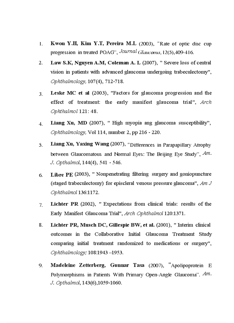 image for page Đánh giá tình hình điều trị glôcôm góc mở tại khoa Glôcôm Bệnh viện Mắt Trung ương trong 5 năm từ 2004 2008