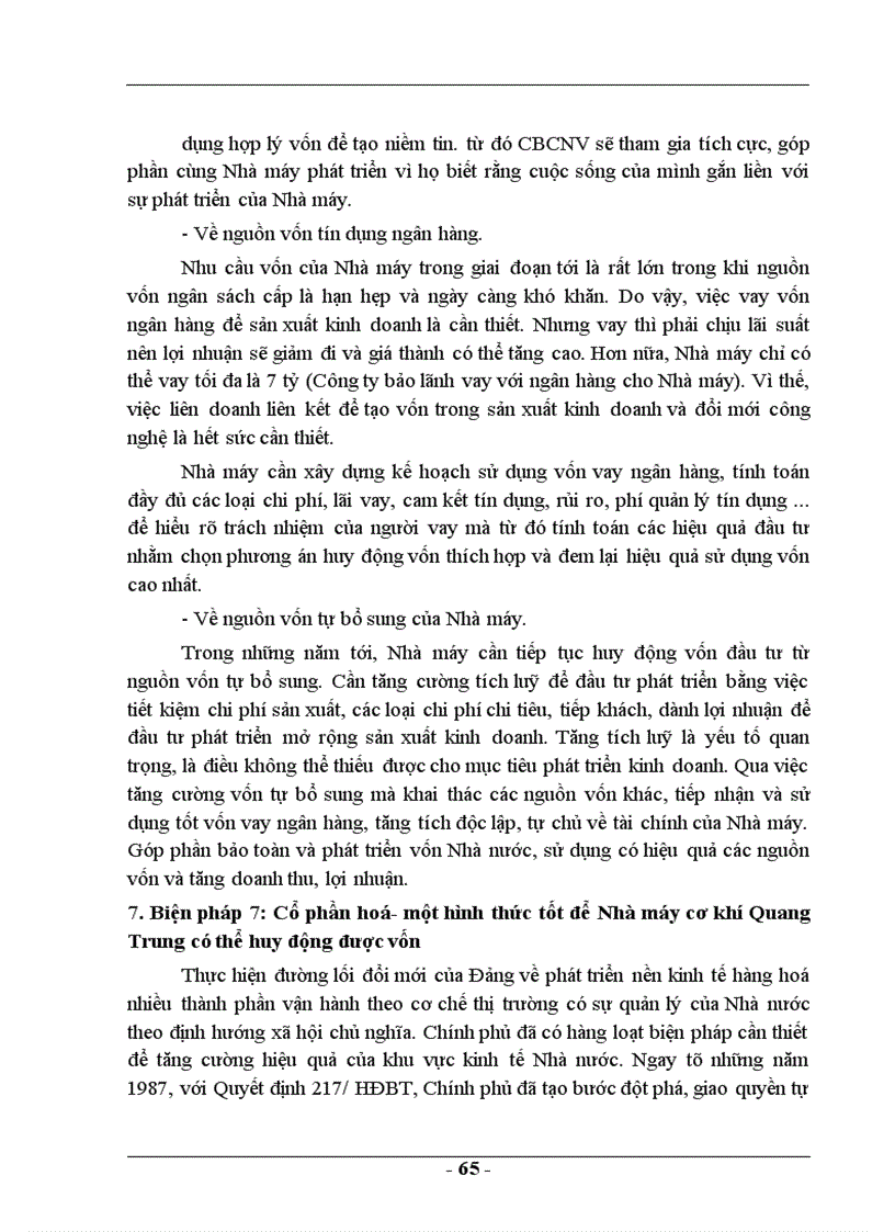 image for page Một số biện pháp nhằm nâng cao hiệu quả quản lý và sử dụng vốn sản xuất kinh doanh ở Nhà máy cơ khí Quang Trung 1