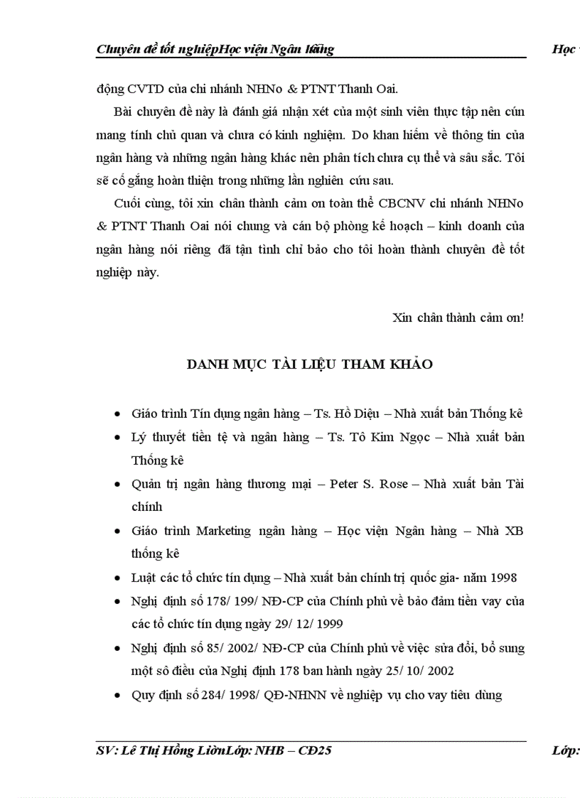 image for page Thực trạng và giải pháp nâng cao chất lượng cho vay tiêu dùng tại chi nhánh NHNo PTNT Thanh Oai