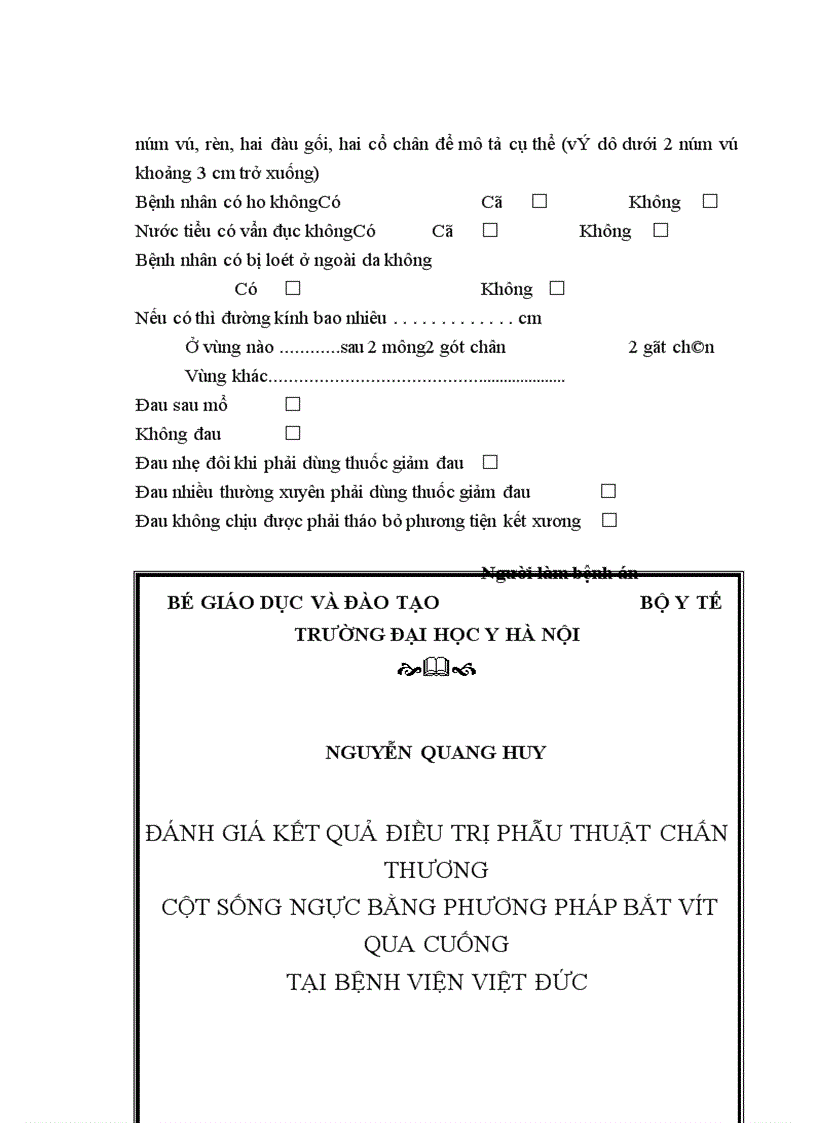 image for page Đánh giá kết quả điều trị phẫu thuật chấn thương cột sống ngực bằng phương pháp bắt vít qua cuống tại Bệnh viện Việt Đức