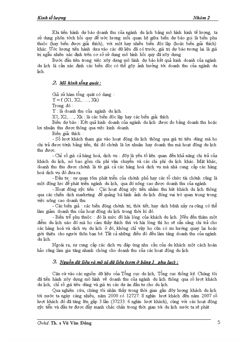 image for page Mô hình kinh tế lượng ứng dụng trong việc dự báo về doanh thu của ngành du lịch Việt Nam
