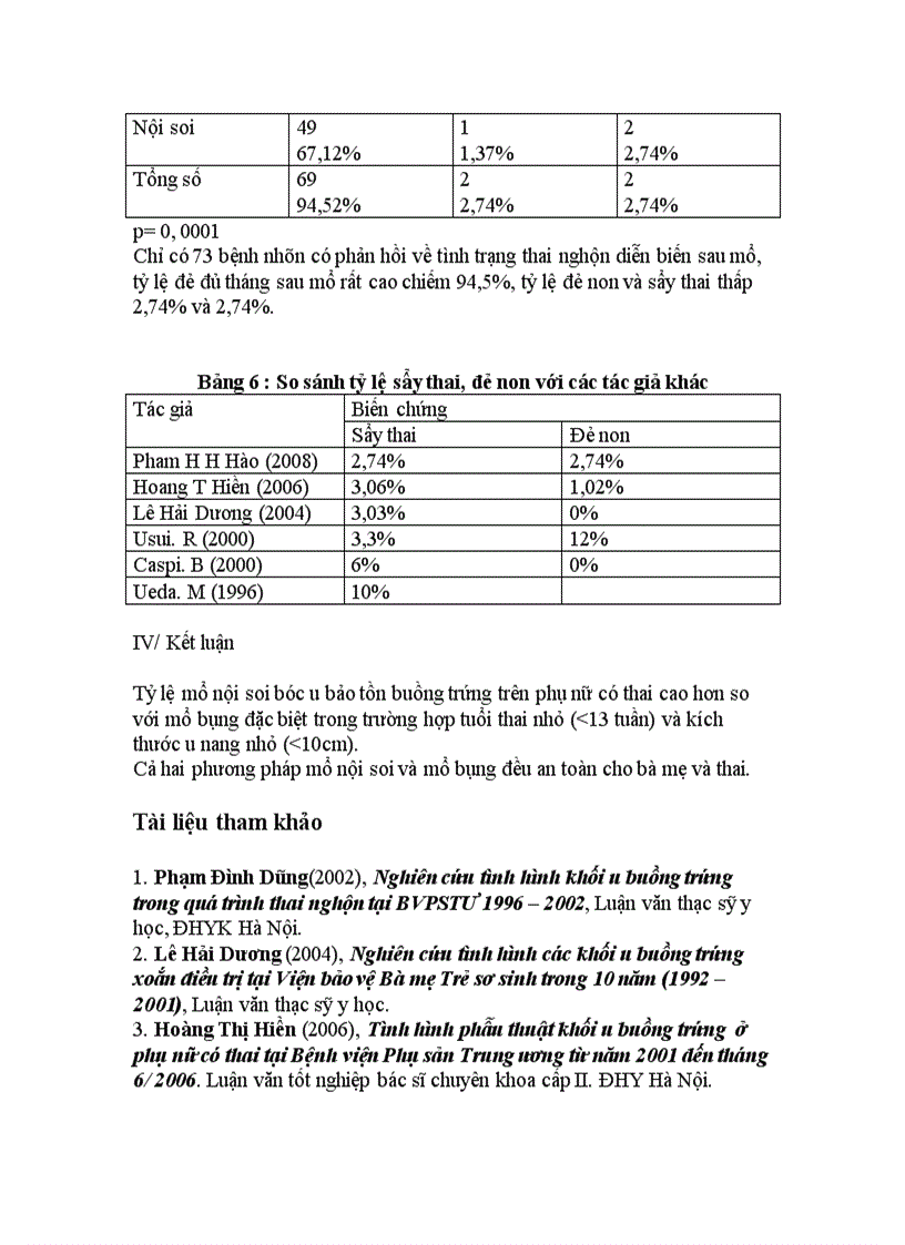 image for page Đánh giá tình hình phẫu thuật nội soi và mở bụng đối với u buồng trứng ở phụ nữ có thai trong 5 năm từ 2003 đến 2007