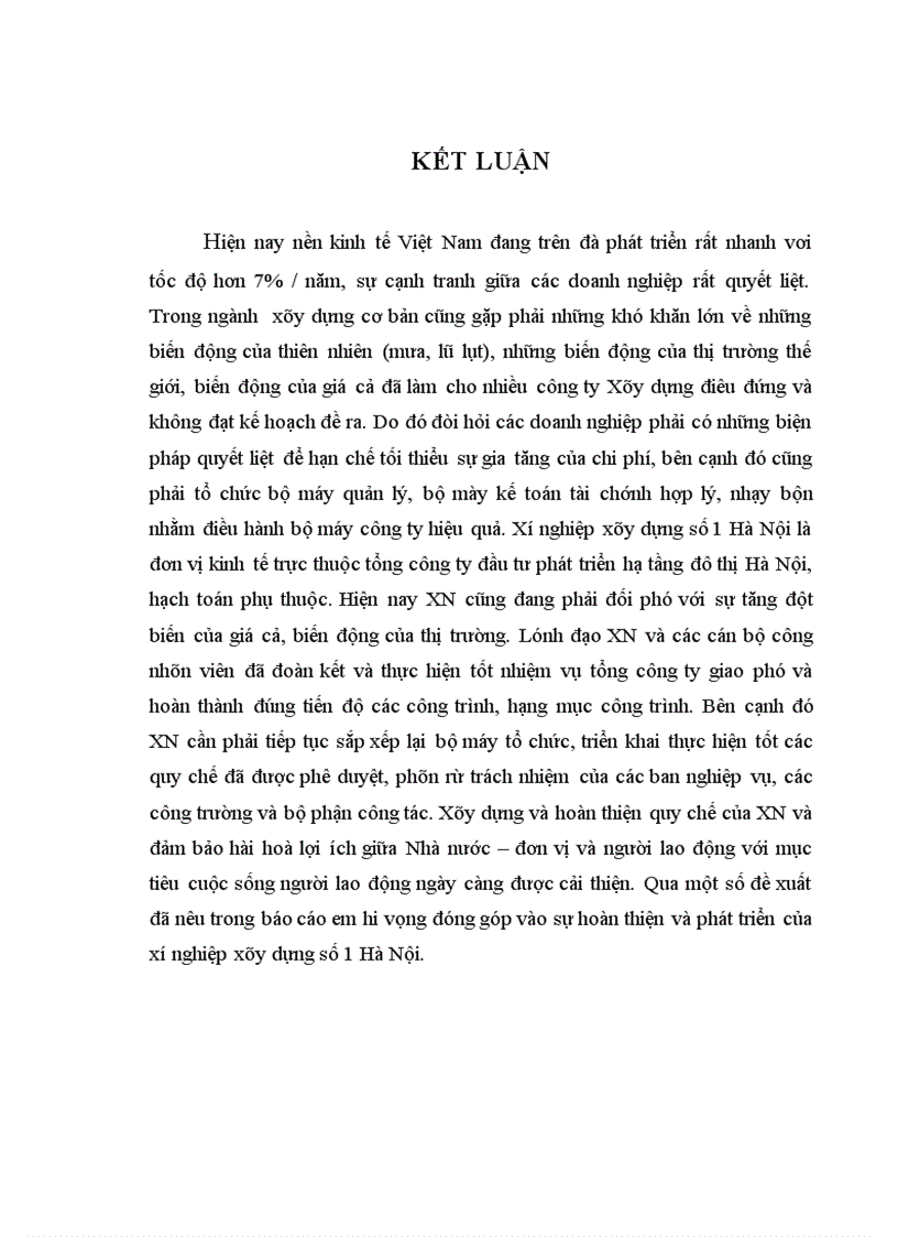 image for page Nhận xét đánh giá về tổ chức hoạt động sản xuất kinh doanh và tổ chức công tác kế toán tại Xí nghiệp xây dựng số 1 Hà Nội