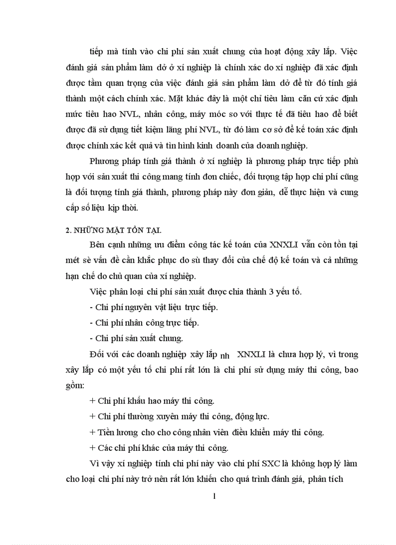 image for page Một số ý kiến đóng góp nhằm hoàn thịên kế toán chi phí sản xuất và tính giá thành sản phẩm xây lắp Xí nghiệp xây lắp I