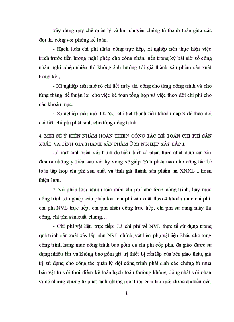 image for page Một số ý kiến đóng góp nhằm hoàn thịên kế toán chi phí sản xuất và tính giá thành sản phẩm xây lắp Xí nghiệp xây lắp I
