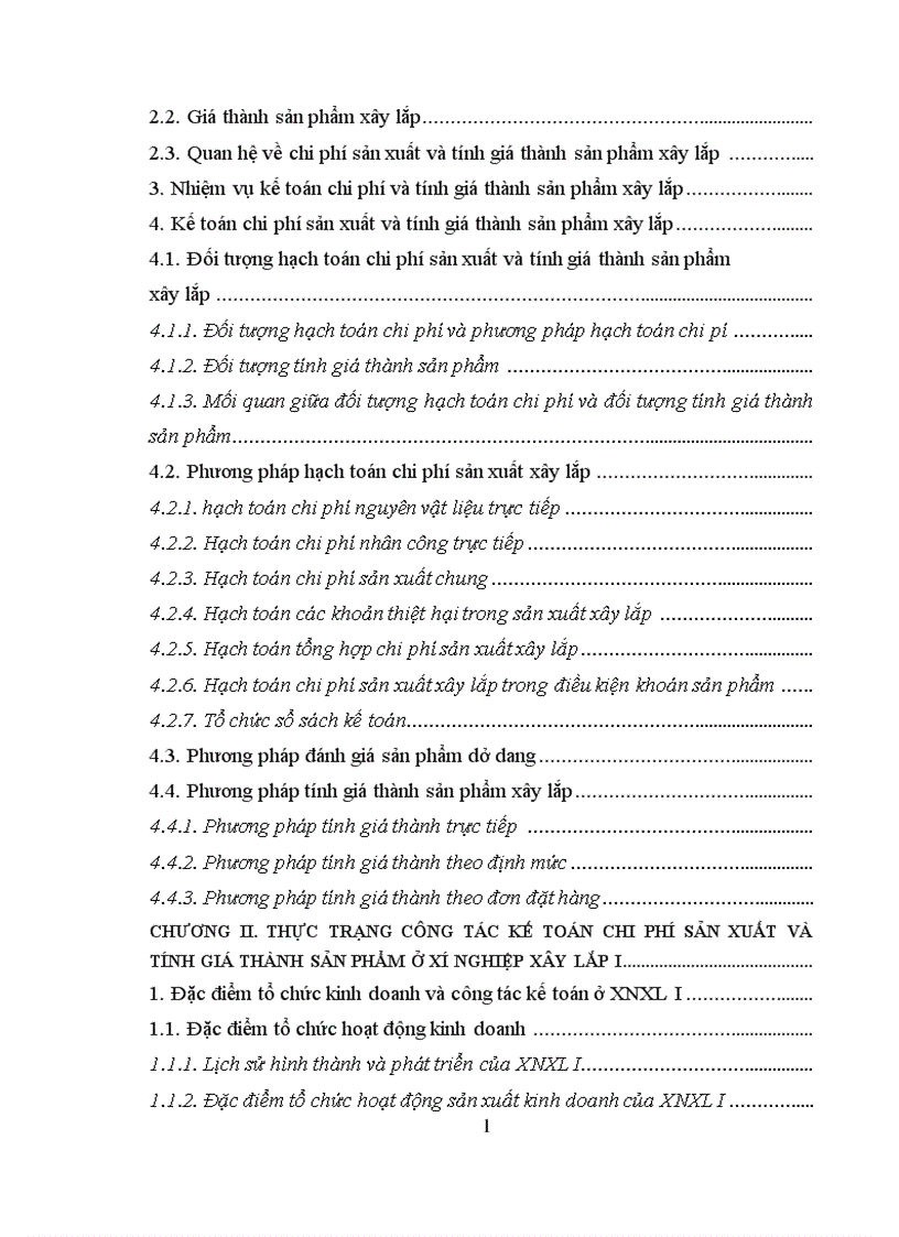 image for page Một số ý kiến đóng góp nhằm hoàn thịên kế toán chi phí sản xuất và tính giá thành sản phẩm xây lắp Xí nghiệp xây lắp I