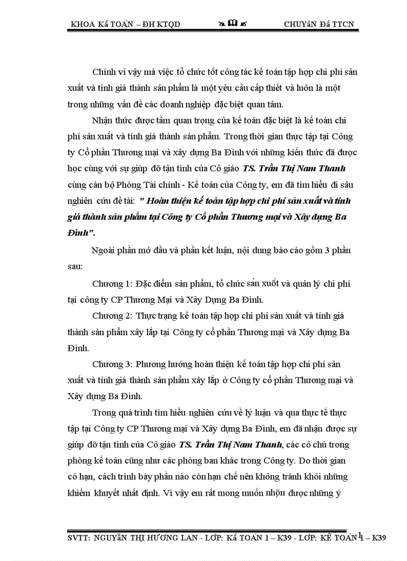 image for page Hoàn thiện kế toán tập hợp chi phí sản xuất và tính giá thành sản phẩm tại Công ty Cổ phần Thương mại và Xây dựng Ba Đình