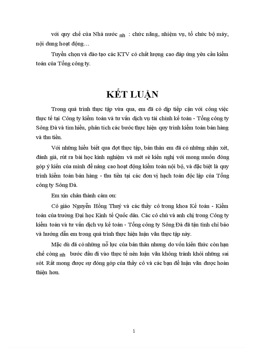 image for page Quy trình kiểm toán bán hàng thu tiền trong kiểm toán Báo cáo tài chính của kiểm toán nội bộ các đơn vị hạch toán độc lập tại Tổng công ty Sông Đà 1