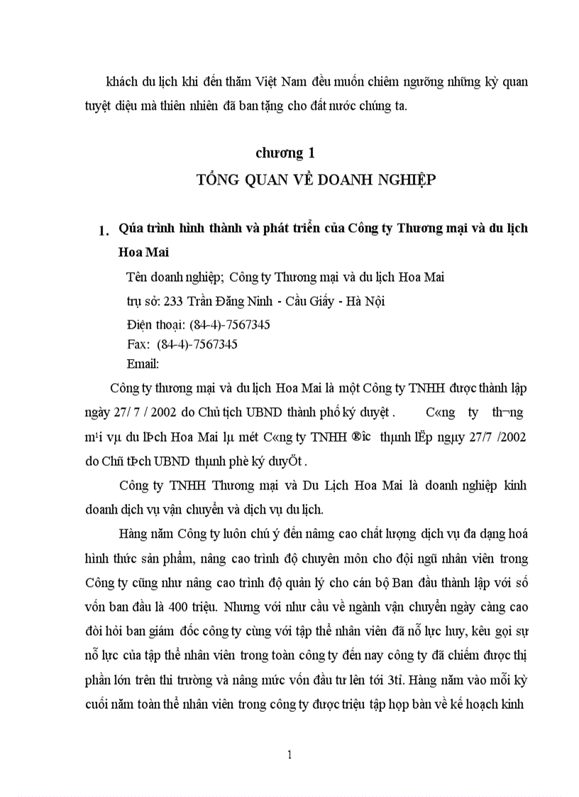 image for page Thực trạng hoạt động và kinh doanh lữ hành của công ty Thương mại và du lịch Hoa Mai