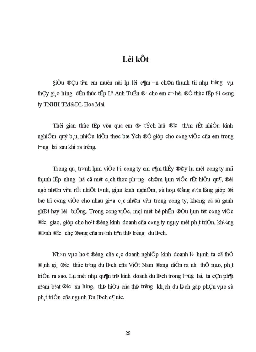 image for page Thực trạng hoạt động và kinh doanh lữ hành của công ty Thương mại và du lịch Hoa Mai