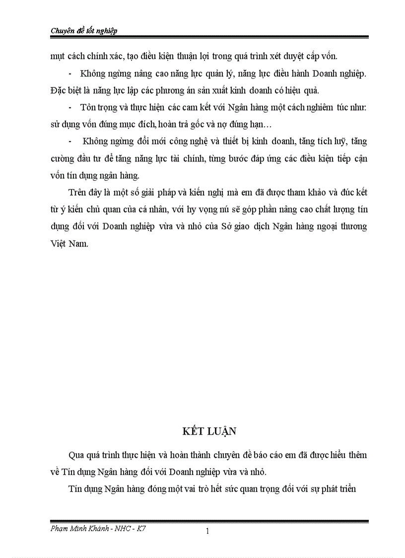 image for page Nâng cao chất lượng tín dụng đối với các Doanh nghiệp vừa và nhỏ tại Sở giao dịch Ngân hàng Ngoại thương Việt Nam 1