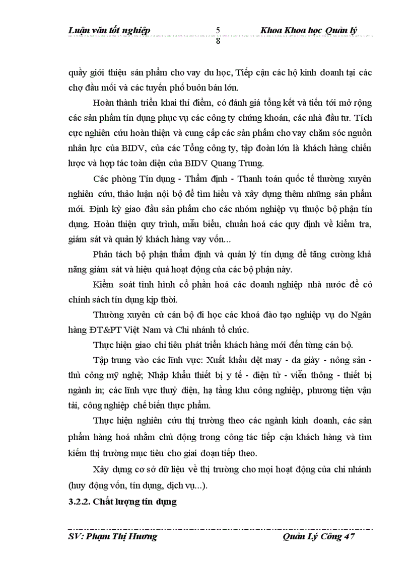 image for page Quản lý hoạt động tín dụng đối với DNVVN tại NHĐT PT Việt Nam chi nhánh Quang Trung 1