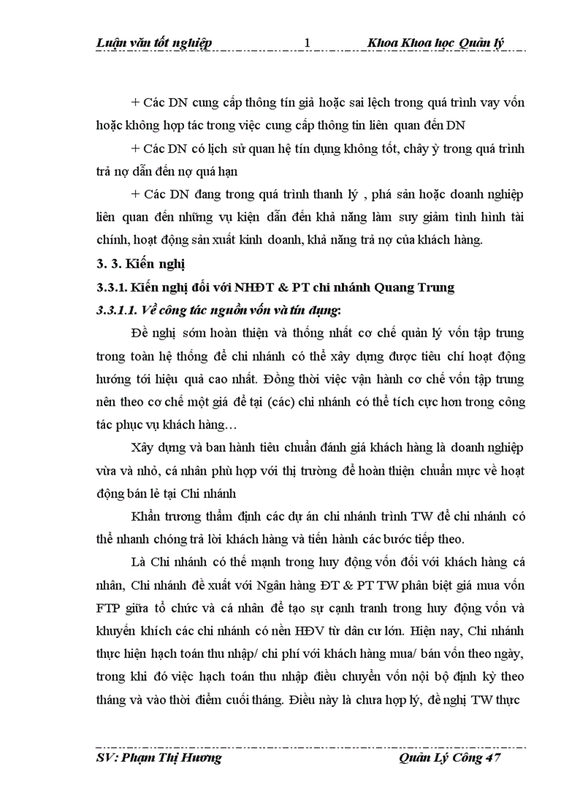 image for page Quản lý hoạt động tín dụng đối với DNVVN tại NHĐT PT Việt Nam chi nhánh Quang Trung 1